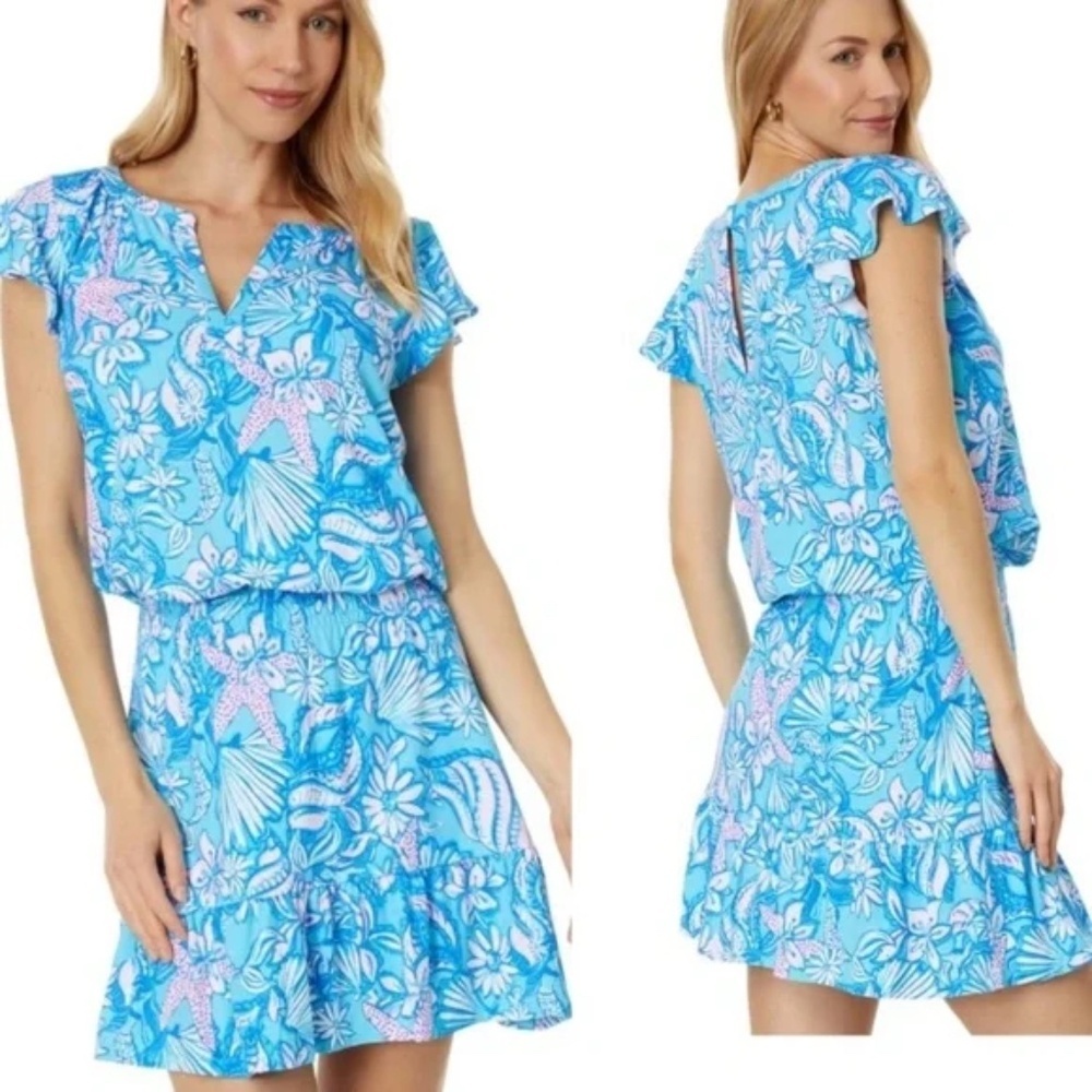 Lilly Pulitzer Ravi Skirted Romper in Amalfi Blue Size XL